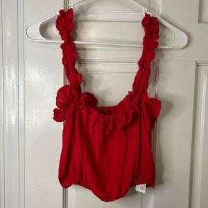 Forever 21 Red Ruffle Strap Tank Size Large